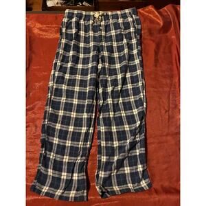 J.Crew Pajama Pants Mens 32-34 M Navy White Plaid Cotton Lounge Sleep Pants